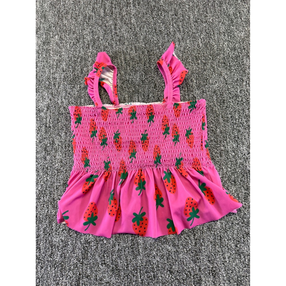 Hanna Andersson Swimsuit Girls 10 Pink Strawberry Green Stripe 2 Piece Tankini